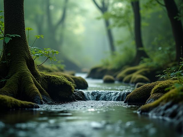 自然と抽象芸術が融合したイメージ